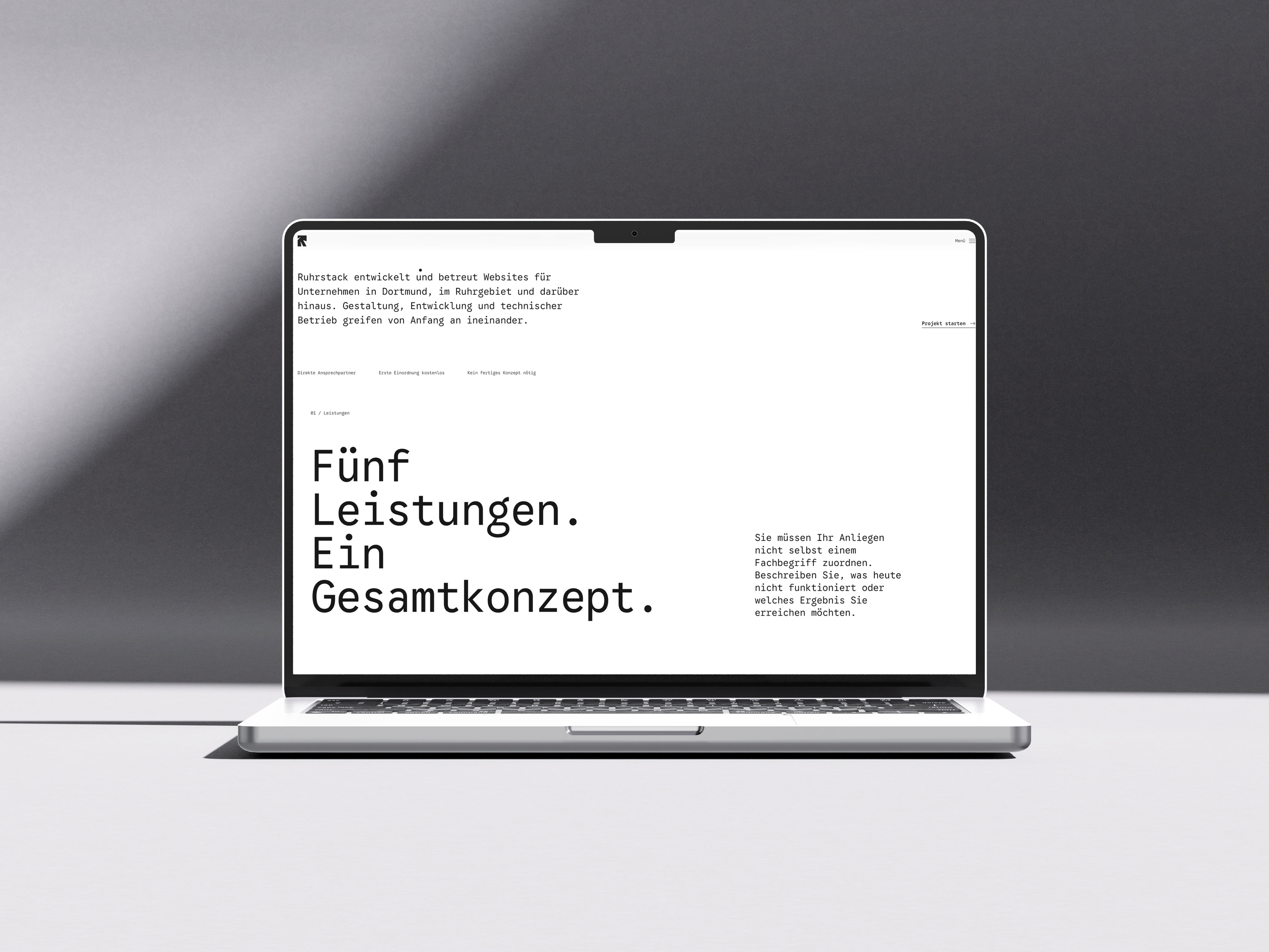 Die Ruhrstack Website auf einem Notebook
